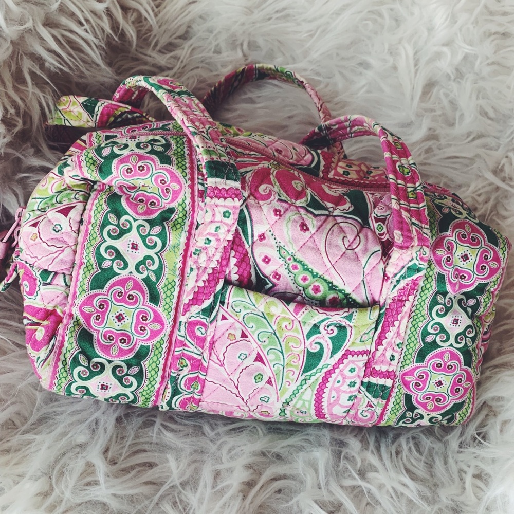 VERA BRADLEY | Pink & green small duffle style bag